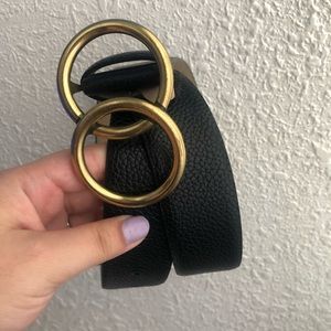 Steve Madden Black Belt Gold Hardware